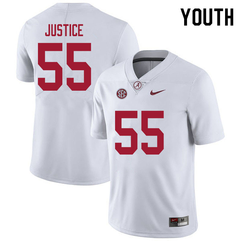 Alabama Crimson Tide Youth Kevin Justice #55 White NCAA Nike Authentic Stitched 2020 College Football Jersey RL16J02NS